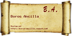 Boros Ancilla névjegykártya